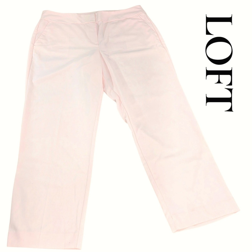 Loft Outlet Curvy Pencil Pant Women 14 Pink Cotton Blend Straight Workwear